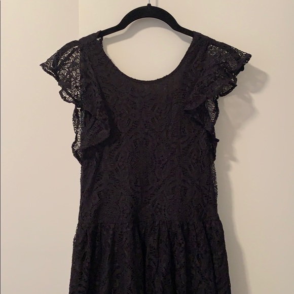 Ruffle Sleeve Floral Lace A-Line Dress - Picture 1 of 5